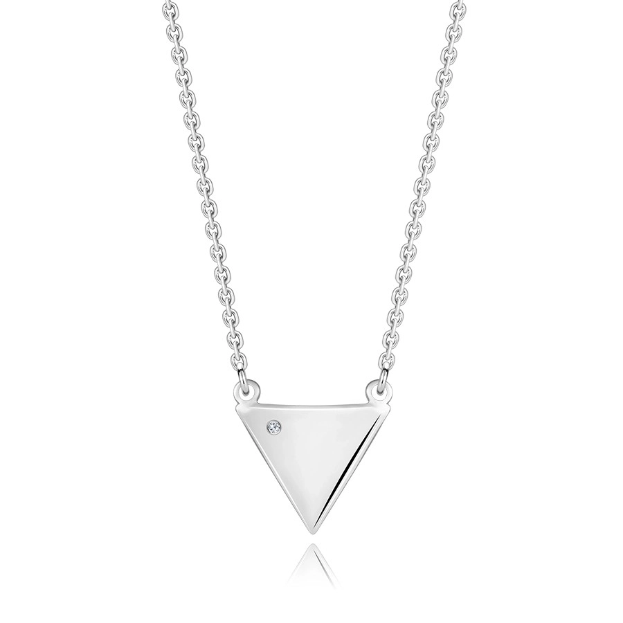 E-shop Šperky Eshop - Platinovaný náhrdelník zo striebra 925 - trojuholník s čírym diamantom T13.13