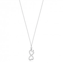 Strieborný 925 náhrdelník - brilianty, srdiečkový symbol nekonečna