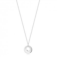 Strieborný 925 náhrdelník - obrys kruhu so slučkou vo vnútri, číry briliant