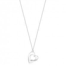 Diamantový náhrdelník v striebre 925 - spojený dvojitý obrys srdca, číry briliant