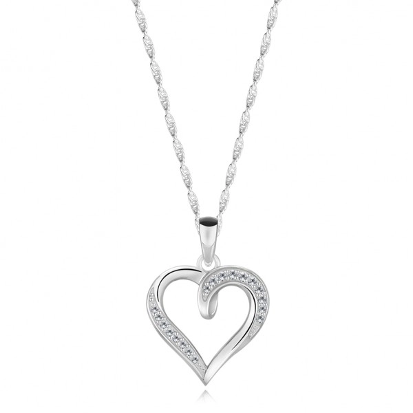 Strieborný náhrdelník 925 - srdce s ramenami ozdobenými okrúhlymi zirkónmi