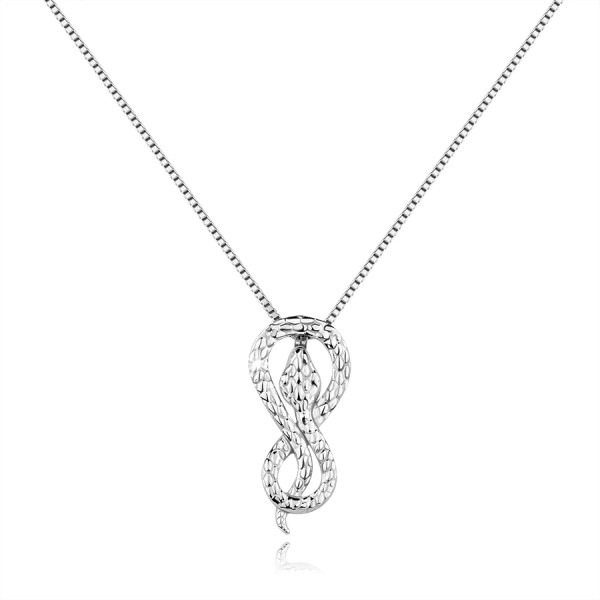 Strieborný 925 náhrdelník - štruktúrovaný had stočený do symbolu nekonečna
