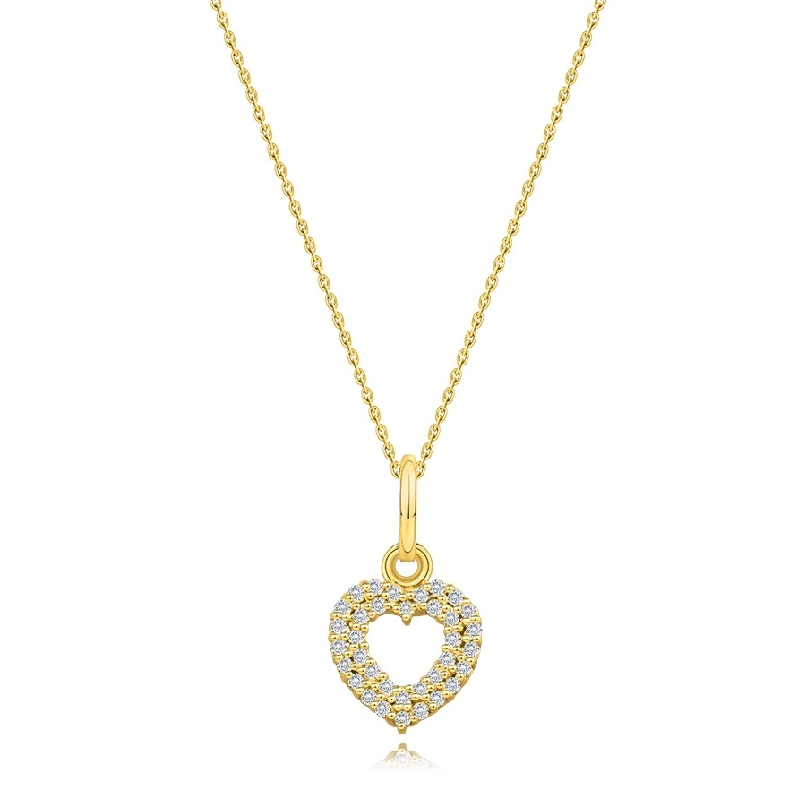 E-shop Šperky Eshop - Briliantový náhrdelník zo žltého 14K zlata - obrys srdca, číre diamanty S3BT508.48