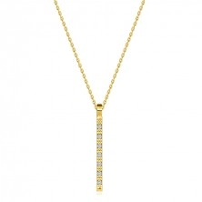 Briliantový náhrdelník v žltom 14K zlate - úzky pásik s okrúhlymi diamantmi