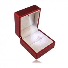 LED darčeková krabička na prstene - matná červená farba, štvorec