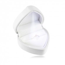LED darčeková krabička na prstene - srdce, lesklá biela farba