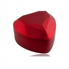 LED darčeková krabička na prstene - srdce, matná červená farba, čierny vankúšik