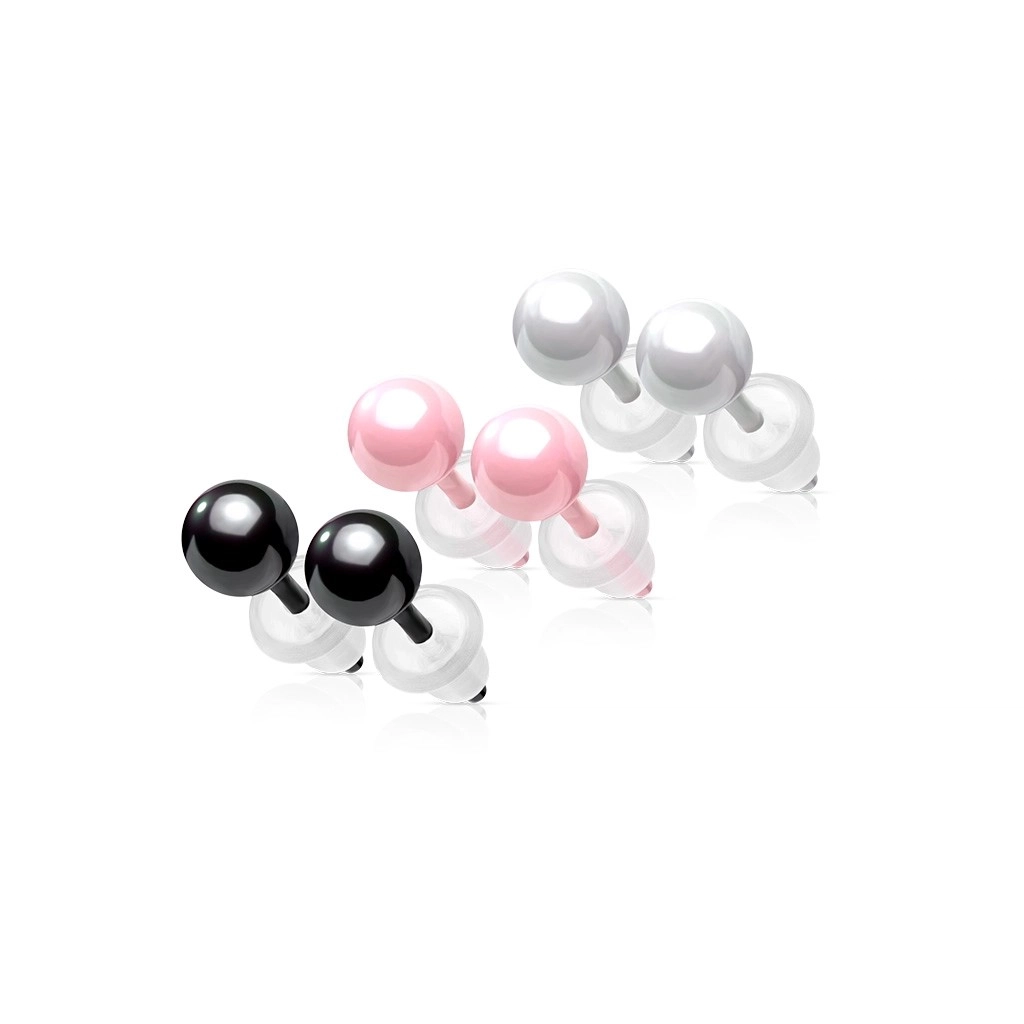 E-shop Šperky eshop HW - Keramické náušnice - guľôčky, puzetové zapínanie, 4 mm V05.13 - Farba: Ružová