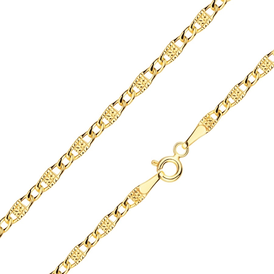 E-shop Šperky Eshop - Retiazka v žltom zlate 585 - menšie skosené a väčšie oválne očká s mriežkou, 550 mm S3GG169.39