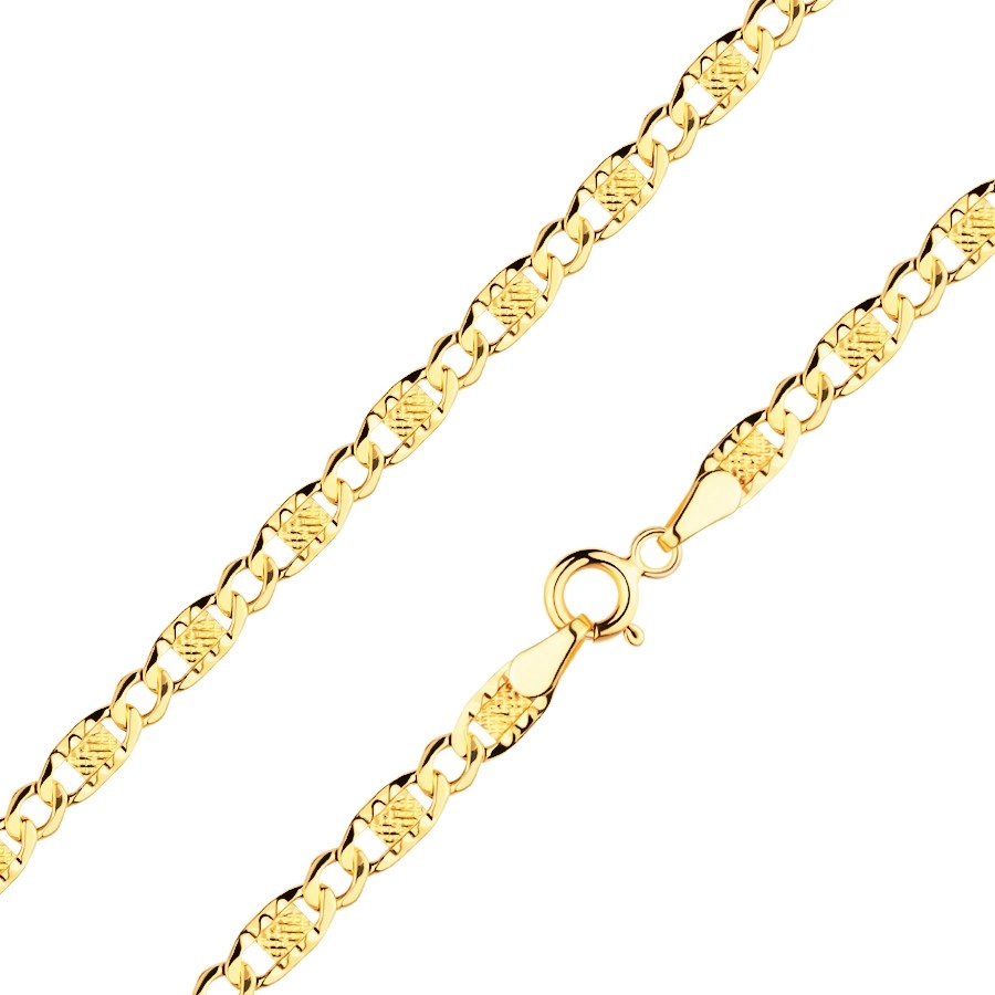 E-shop Šperky Eshop - Retiazka v žltom zlate 585 - menšie skosené a väčšie oválne očká s mriežkou, 600 mm S3GG169.40
