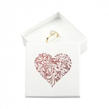 Darčeková krabička na šperky - motív srdca, bielo - červené farebné prevedenie