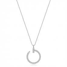 Strieborný 925 náhrdelník - okrúhly klinec zdobený čírymi zirkónmi