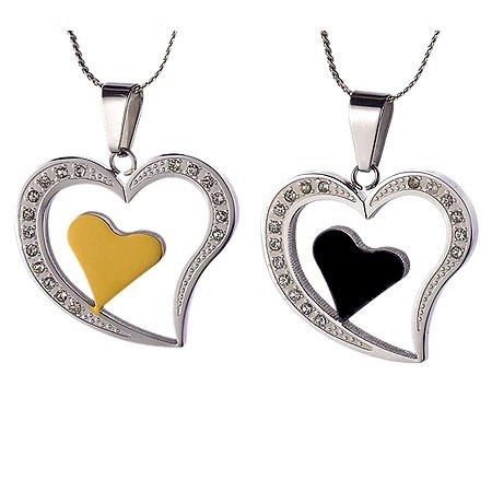 E-shop Šperky Eshop - Pár oceľových príveskov - srdce pre zamilovaných G21.02