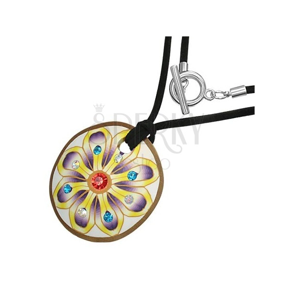 Okrúhly FIMO náhrdelník - kvet, zirkóny
