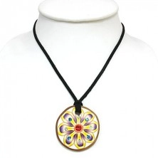 Okrúhly FIMO náhrdelník - kvet, zirkóny