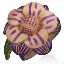 Náramok z kože - fialový, veľký kvet