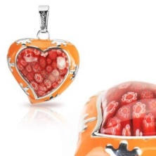 Prívesok zo skla - Murano, oranžové srdce