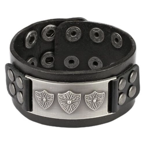 E-shop Šperky Eshop - Kožený vybíjaný náramok - kovová pracka, kráľovský erb Q9.3
