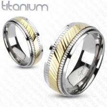 Titánový prsteň - dvojfarebný, vrúbkovaný