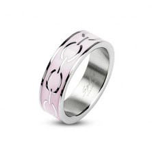 Oceľový prstienok - ružový stred, krúžky