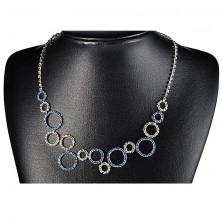 Set náhrdelník a náušnice - číre a modré kamienkové kruhy