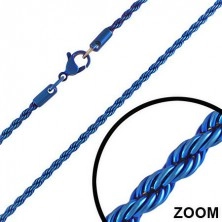 Oceľová anodizovaná retiazka - skrútené modré lano, 3 mm