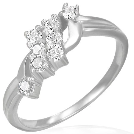 Snubný prsteň - dva šikmé zirkónové pruhy  - Veľkosť: 52 mm
