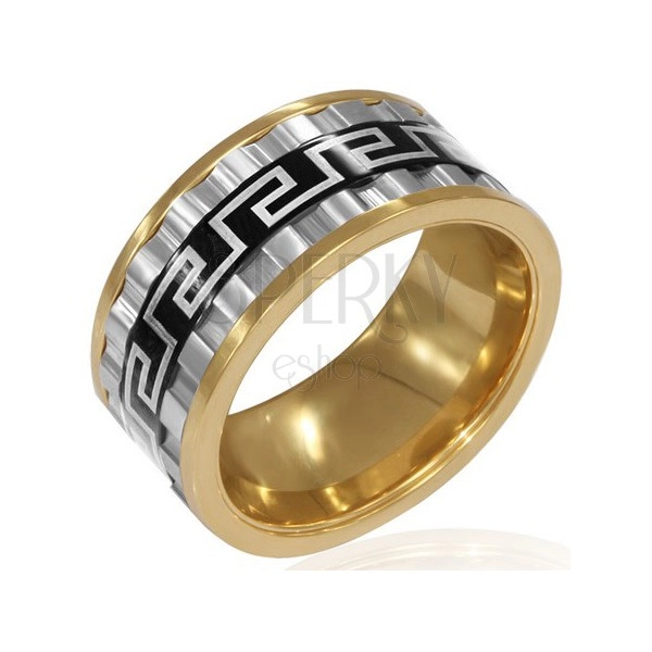 Mohutný trojfarebný prsteň z ocele - tri otáčavé prstence