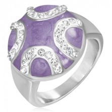Oceľový prsteň - vypuklý fialový kruh, zirkónové polmesiace