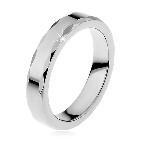 Dámsky wolfrámový prsteň so stužkovým okrajom - Veľkosť: 50 mm