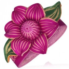 Ružový kožený náramok - mohutný lotusový kvet