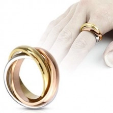 Trojitý prsteň z ocele - trojfarebná kombinácia