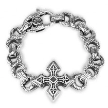Keltský oceľový náramok - zdobená ležatá osmička, ornamenty