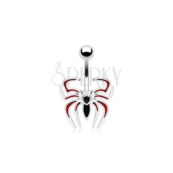 Piercing do pupka - čierno-červený pavúk