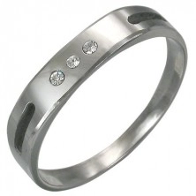 Wolfrámový prsteň s výberom a 3 zirkónmi