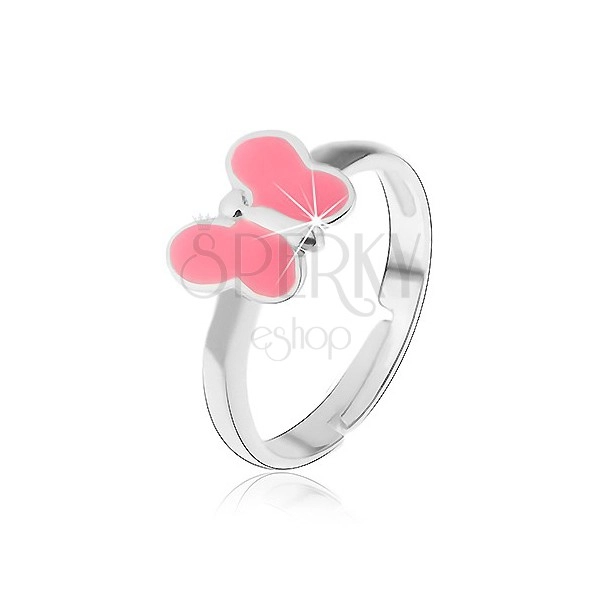 Detský prsteň striebro 925 - ružový motýlik