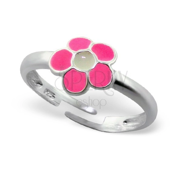 Detský strieborný prsteň 925 - žiarivo ružový kvet