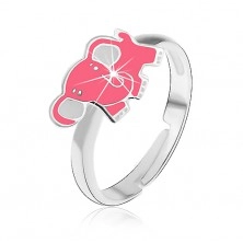 Detský strieborný prsteň 925 - ružový slon