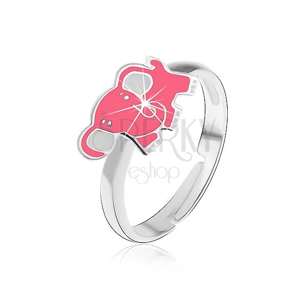 Detský strieborný prsteň 925 - ružový slon