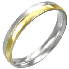 Dámsky prstienok z ocele dvojfarebný - strieborno-zlatej farby