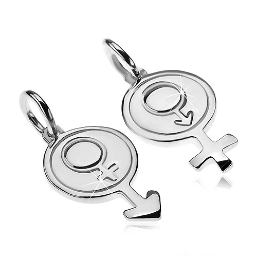 E-shop Šperky Eshop - Prívesky pre dvoch zo striebra 925 - okrúhly symbol muža a ženy Z30.6