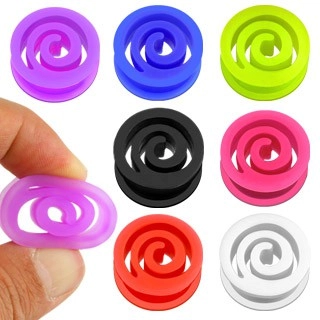 Plug do ucha špirála z flexibilného materiálu, rôzne farby - Hrúbka: 16 mm, Farba piercing: Fialová