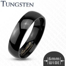 Tungstenový hladký čierny prsteň, 6 mm