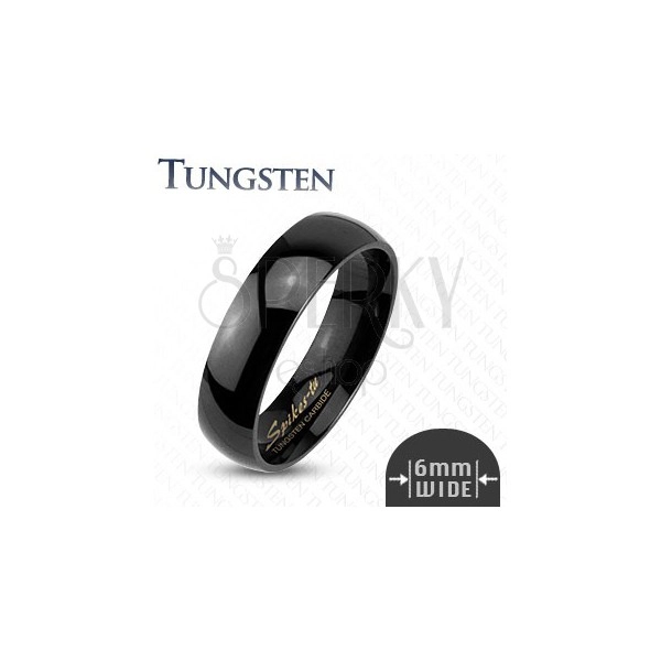 Tungstenový hladký čierny prsteň, 6 mm