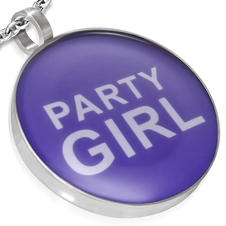 Oceľový prívesok - PARTY GIRL nápis