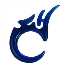 Akrylový expander v tvare tribal symbolu - modrý, 4 mm