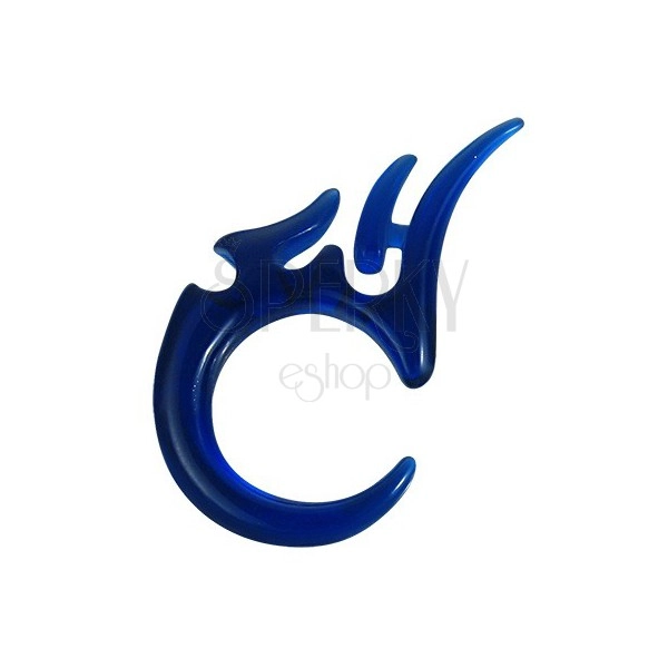Akrylový expander v tvare tribal symbolu - modrý, 4 mm