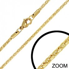 Oceľová retiazka - zlatý dutý had, prepojené články, 2 mm