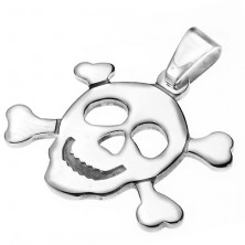 Oceľový prívesok - pirátska lebka s kosťami