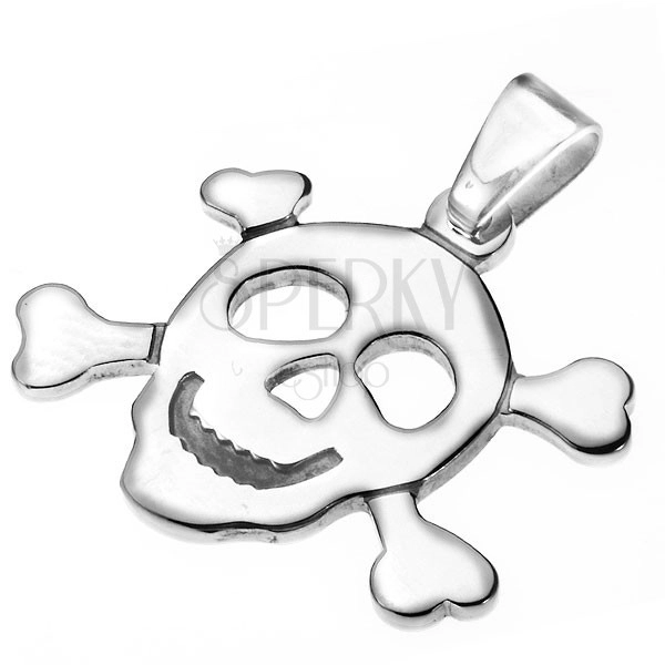 Oceľový prívesok - pirátska lebka s kosťami